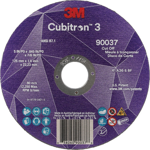 Meule &agrave; tronçonner Cubitron 3, 5" x 0,045", Arbre de 7/8", Type 1, C&eacute;ramique, 12250 Tr/min Distribution Industrielle GC