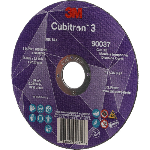 Meule &agrave; tronçonner Cubitron 3, 5" x 0,045", Arbre de 7/8", Type 1, C&eacute;ramique, 12250 Tr/min Distribution Industrielle GC