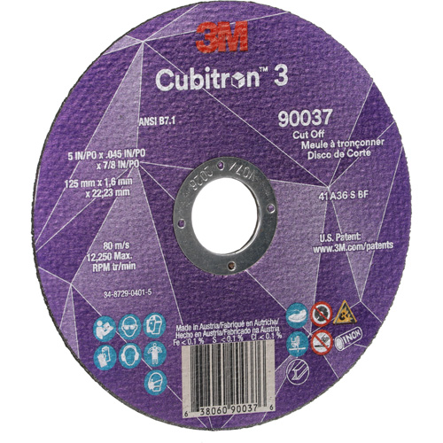 Meule &agrave; tronçonner Cubitron 3, 5" x 0,045", Arbre de 7/8", Type 1, C&eacute;ramique, 12250 Tr/min Distribution Industrielle GC