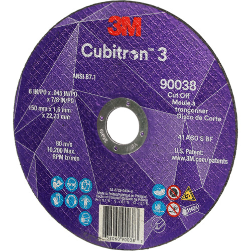 Cubitron 3 Cut-Off Wheel, 6" x 0.045", Type T27, Ceramic, 10200 RPM Distribution Industrielle GC