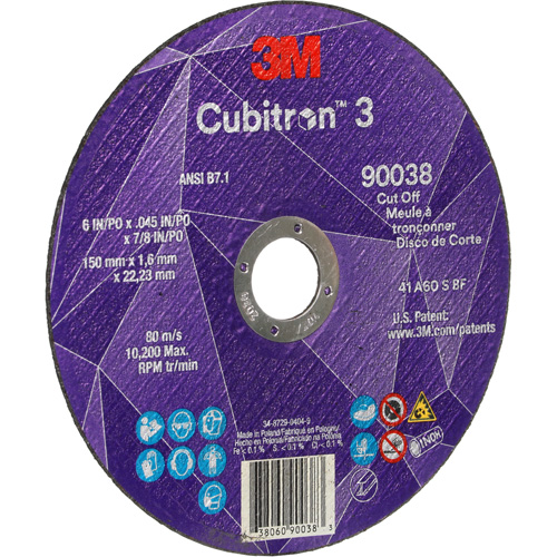 Cubitron 3 Cut-Off Wheel, 6" x 0.045", Type T27, Ceramic, 10200 RPM Distribution Industrielle GC