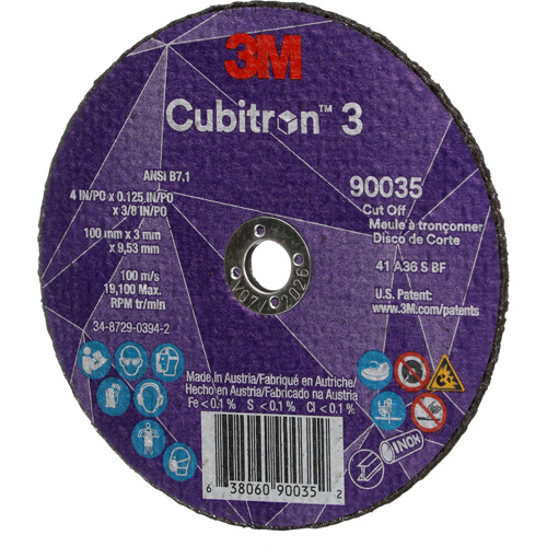 Meule &agrave; tronçonner Cubitron 3, 4" x 1/8", Arbre de 3/8", Type T1, C&eacute;ramique, 21000 Tr/min Distribution Industrielle GC