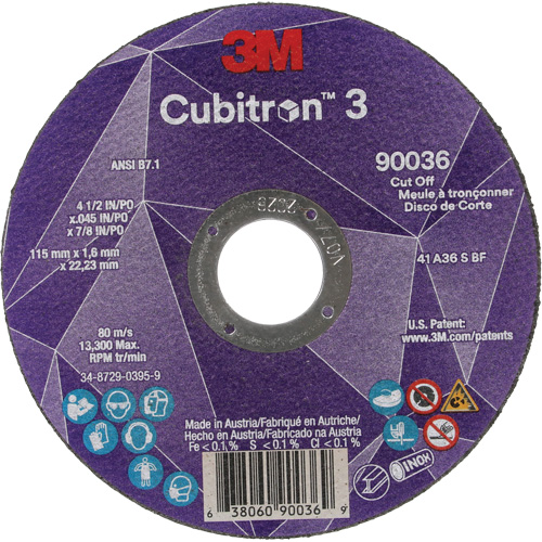 Cubitron 3 Cut-Off Wheel, 4-1/2" x 0.045", 7/8" Arbor, Type T1, Ceramic, 13300 RPM Distribution Industrielle GC
