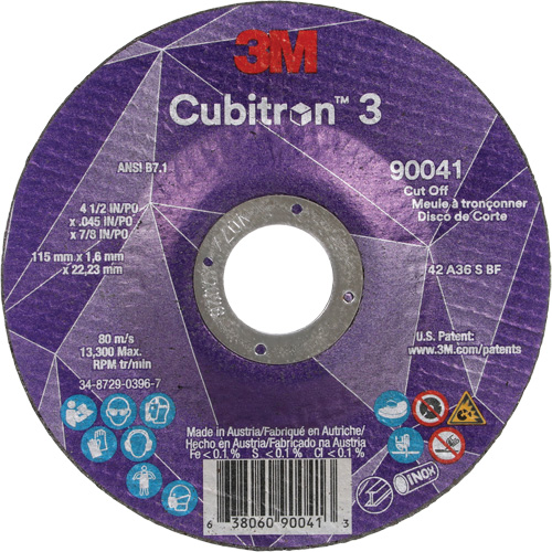Cubitron 3 Cut-Off Wheel, 4-1/2" x 0.045", 7/8" Arbor, Type T27, Ceramic, 13300 RPM Distribution Industrielle GC