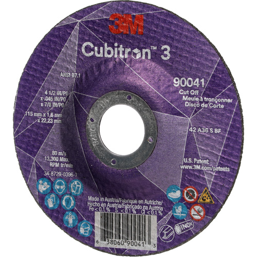 Cubitron 3 Cut-Off Wheel, 4-1/2" x 0.045", 7/8" Arbor, Type T27, Ceramic, 13300 RPM Distribution Industrielle GC