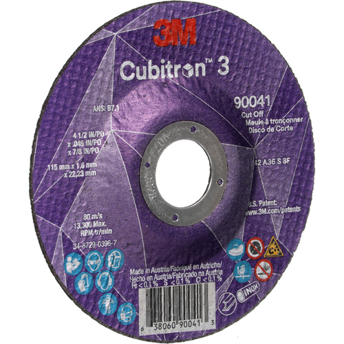 Cubitron 3 Cut-Off Wheel, 4-1/2" x 0.045", 7/8" Arbor, Type T27, Ceramic, 13300 RPM Distribution Industrielle GC