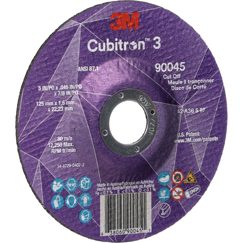 Meule &agrave; tronçonner Cubitron 3, 5" x 0,045", Arbre de 7/8", Type T27, C&eacute;ramique, 12250 Tr/min Distribution Industrielle GC