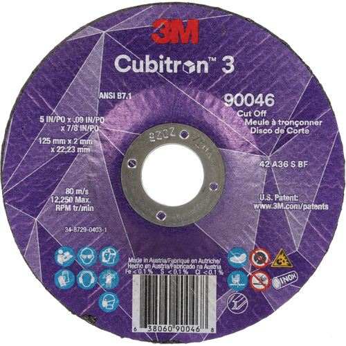 Meule &agrave; tronçonner Cubitron 3, 5" x 0,09", Arbre de 7/8", Type T27, C&eacute;ramique, 12250 Tr/min Distribution Industrielle GC