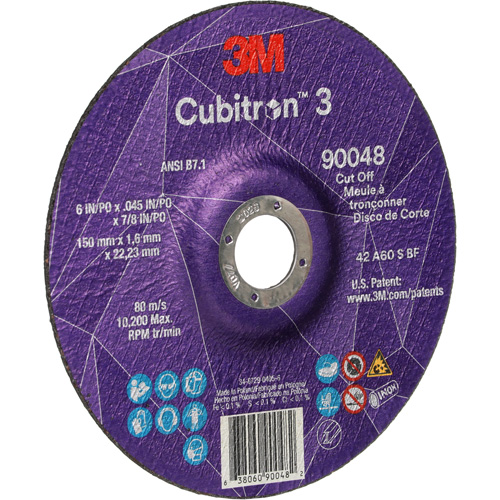 Meule &agrave; tronçonner Cubitron 3, 6" x 0,045", Arbre de 7/8", Type T27, C&eacute;ramique, 10 200 Tr/min Distribution Industrielle GC