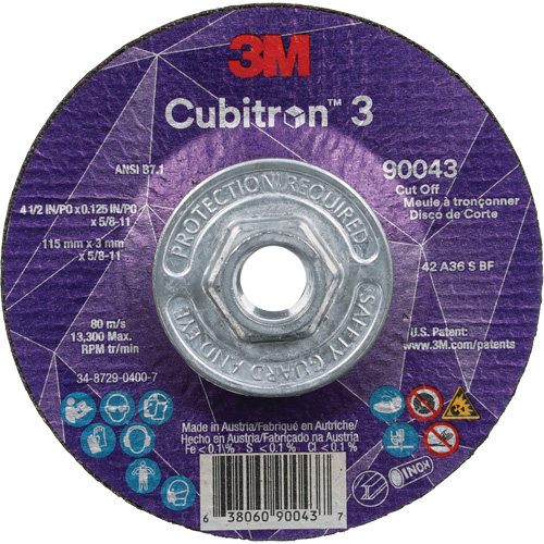 Meule &agrave; tronçonner Cubitron 3, 4-1/2" x 1/8", Arbre de 5/8"-11, Type T27, C&eacute;ramique, 13 300 Tr/min Distribution Industrielle GC