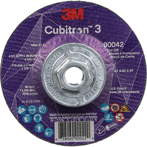 Meule &agrave; tronçonner Cubitron 3, 4-1/2" x 0,09", Arbre de 5/8"-11, Type T27, C&eacute;ramique, 13 300 Tr/min Distribution Industrielle GC