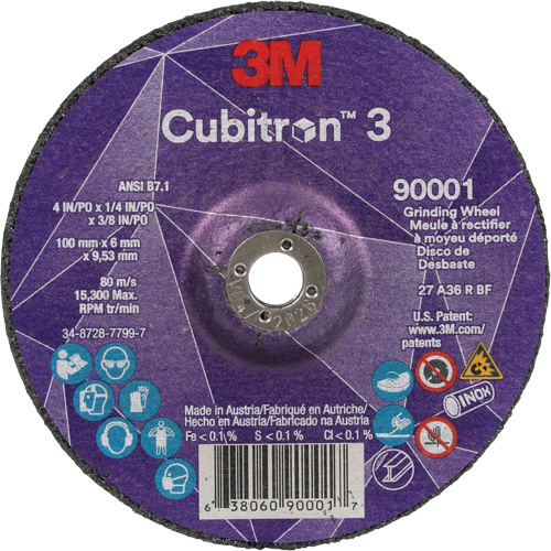 Meule a moyeu d&eacute;port&eacute; Cubitron 3, 4" x 1/4", Arbre 3/8", C&eacute;ramique, Type T27 Distribution Industrielle GC