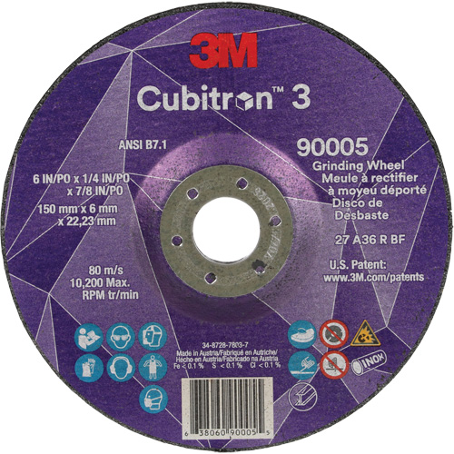 Meule a moyeu d&eacute;port&eacute; Cubitron 3, 6" x 1/4", Arbre 7/8", C&eacute;ramique, Type T27 Distribution Industrielle GC