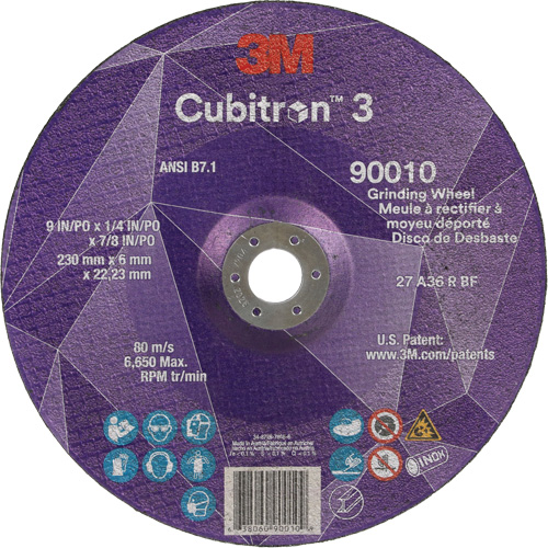 Cubitron 3 Depressed Centre Grinding Wheel, 9" x 1/4", 7/8" Arbor, Ceramic, Type T27 Distribution Industrielle GC
