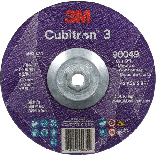 Meule &agrave; tronçonner Cubitron 3, 7" x 0,09", Arbre de 5/8"-11, Type T27, C&eacute;ramique, 8500 Tr/min Distribution Industrielle GC