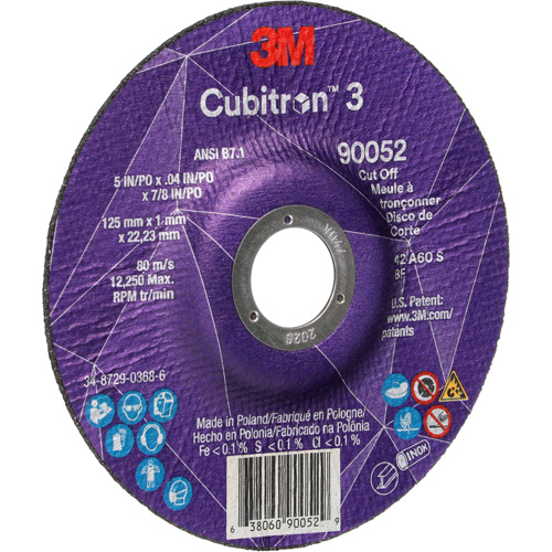 Meule &agrave; tronçonner Cubitron 3, 5" x 0,04", Arbre de 7/8", Type 27, C&eacute;ramique, 60 Tr/min Distribution Industrielle GC