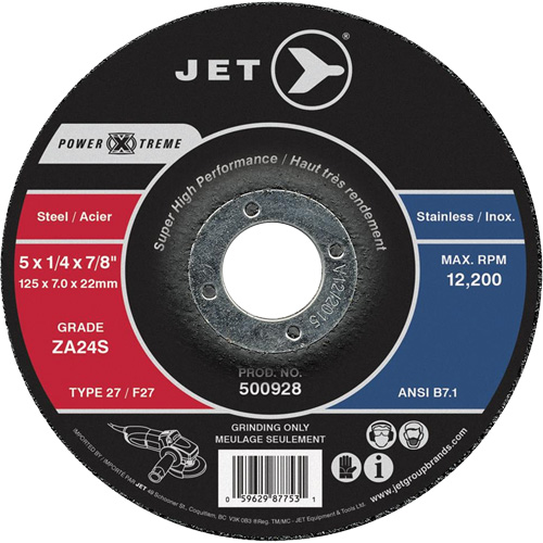 Power-Xtreme ZA24S Grinding Wheel, 4-1/2" x 1/4", 7/8" Arbor, Type 27 Distribution Industrielle GC