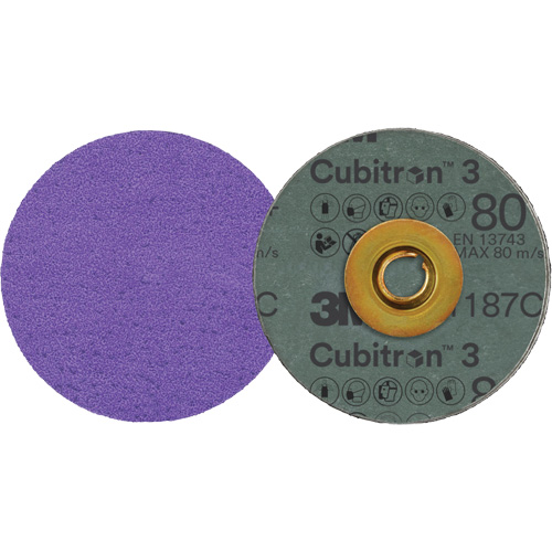 Disque en fibre Roloc Cubitron 3, 3" dia., Grain 80+, C&eacute;ramique Distribution Industrielle GC
