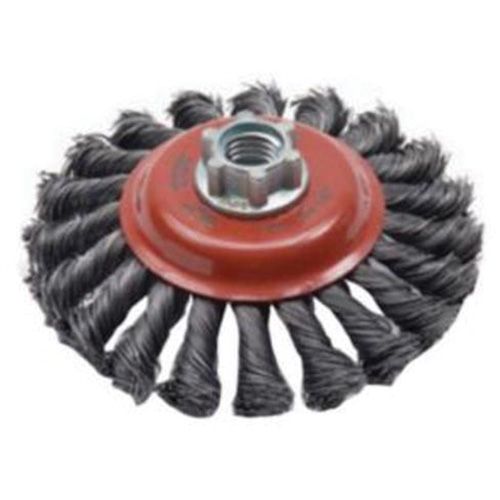 Twist Knot Saucer Cup Brush, 4" Dia., 0.02" Fill, 5/8"-11 Arbor, Steel Distribution Industrielle GC