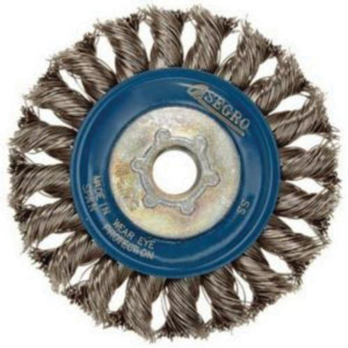 Full Cable Twist Wire Wheel, 5" Dia., 0.02" Fill, 5/8"-11 Arbor, Stainless Steel Distribution Industrielle GC