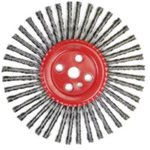 Brosse &agrave; fils nou&eacute;s pour cordons de soudure, Dia. 12", Fils 0,035", Arbre 1", Acier Distribution Industrielle GC