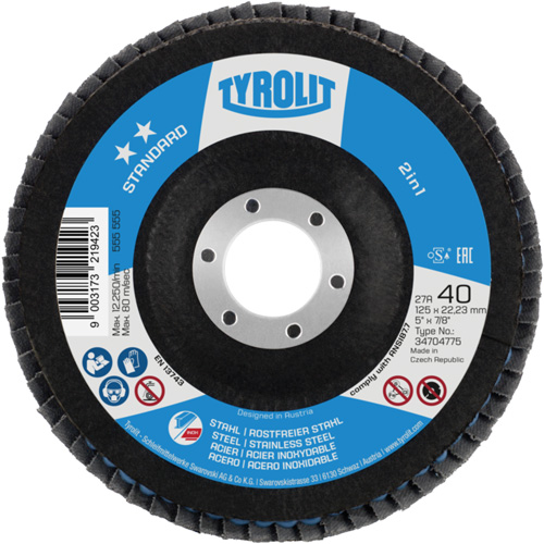 Disque &agrave; lamelles 2-en-1, 4-1/2" x 22,5 mm, Type 27A, Grain 60, C&eacute;ramique d'alumine Distribution Industrielle GC