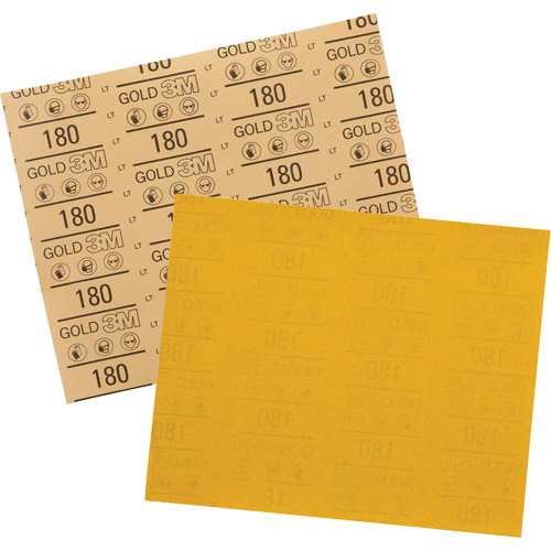 Feuille abrasive dor&eacute;e 12545, 9" x 11", Grain 180, Oxyde d'aluminium Distribution Industrielle GC