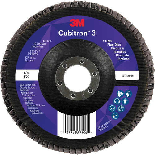 Cubitron 3 Conical  Flap Disc 1169F, 5" x 7/8", Type T29, 40+ Grit, Ceramic Distribution Industrielle GC