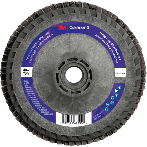 Cubitron 3 Conical  Flap Disc with Quick Change 1169F, 5" x 5/8"-11, Type T29, 40+ Grit, Ceramic Distribution Industrielle GC