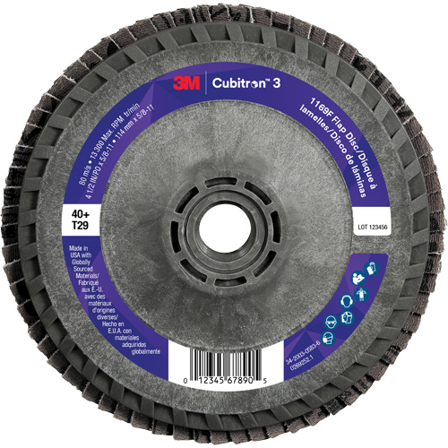 Cubitron 3 Conical  Flap Disc with Quick Change 1169F, 4-1/2" x 5/8"-11, Type T29, 40+ Grit, Ceramic Distribution Industrielle GC