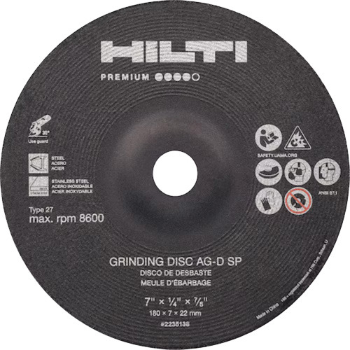 Meules de premi&egrave;re qualit&eacute; AG-D SP, 5" x 1/4", Arbre 7/8", Zirconium, Type 27 Distribution Industrielle GC