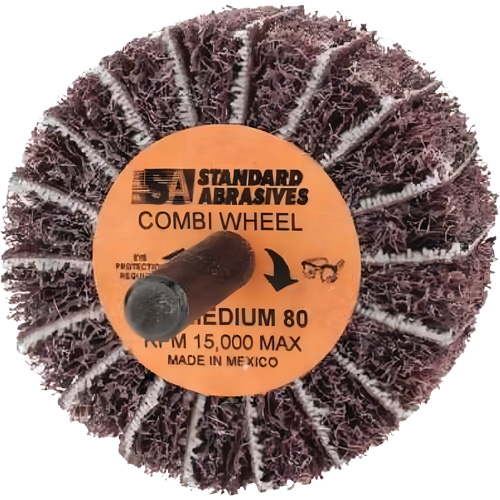 Standard Abrasives Buff and Blend Combi-Wheel 898001, 2" Dia. x 1" W, 1/4" Arbor, Aluminum Oxide Distribution Industrielle GC