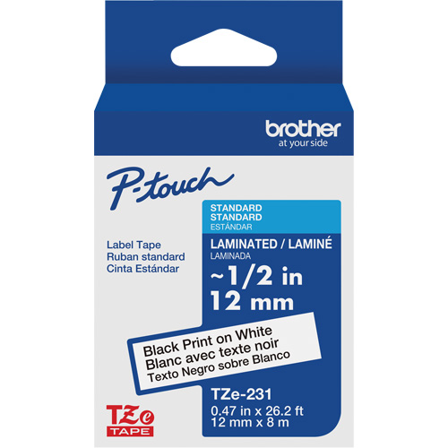 Cartouches de ruban Tze, 12 mm x 26-1/4', Noir sur blanc Distribution Industrielle GC