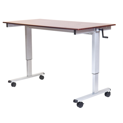 Postes de travail ajustables pour travail assis et debout , , 48-1/2" h x 48" la x 32-1/2" p, Noyer Distribution Industrielle GC
