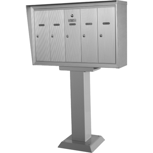 Boîtes aux lettres plateforme unique, Fixation Socle, 16" x 5-1/2", 6 portes, Aluminium Distribution Industrielle GC