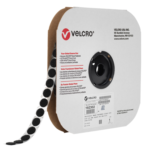 Velcoin&reg; Fastener, Hook, 3/4" Dia., Adhesive, Black Distribution Industrielle GC