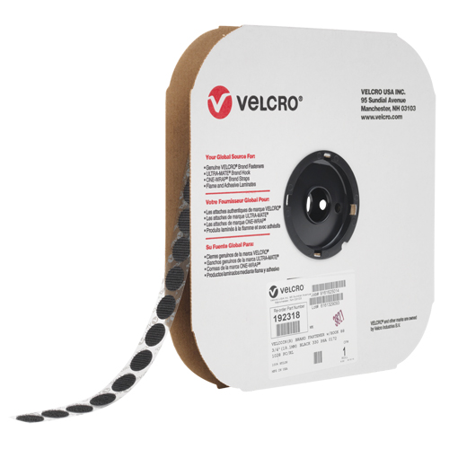 Attache Velcoin, Boucle, 3/4" dia., Adh&eacute;sif, Noir Distribution Industrielle GC