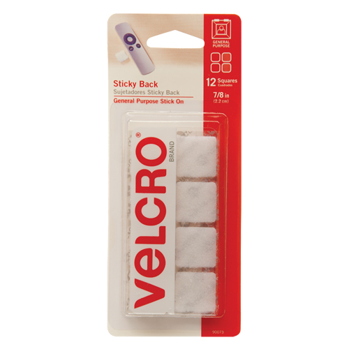 Attaches en carr&eacute;e, Boucle et crochet, 7/8" dia., Adh&eacute;sif, Blanc Distribution Industrielle GC