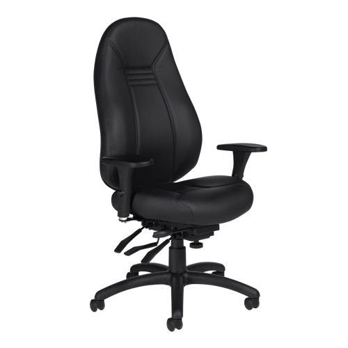 Chaise confortable &agrave; dos &eacute;lev&eacute;, Cuir, Noir, Capacit&eacute; 300 lb Distribution Industrielle GC