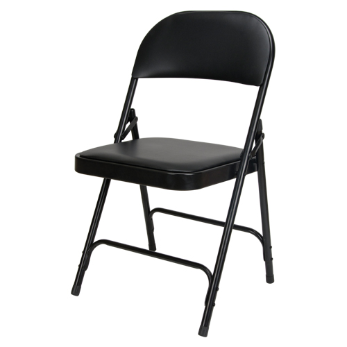 Chaise pliante rembourr&eacute;e en vinyle, Acier, Noir, Capacit&eacute; 300 lb Distribution Industrielle GC