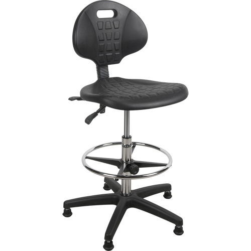 Tabouret robuste et ergonomique, Stationnaire, Ajustable, 39” - 48”, Polyur&eacute;thane Si&egrave;ge, Noir Distribution Industrielle GC