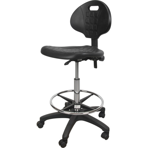 Tabouret robuste et ergonomique, Mobile, Ajustable, 39" - 48", Polyur&eacute;thane Si&egrave;ge, Noir Distribution Industrielle GC