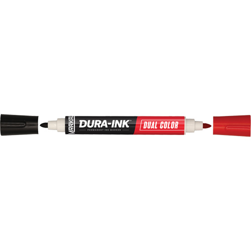Marqueur &agrave; encre permanente et double couleur Markal Dura-Ink, Noir/Rouge, Pointe Ronde Distribution Industrielle GC