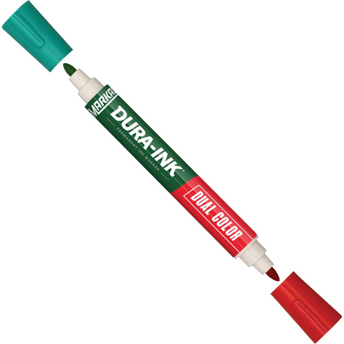 Marqueur &agrave; encre permanente et double couleur Markal Dura-Ink, Vert/Rouge, Pointe Ronde Distribution Industrielle GC