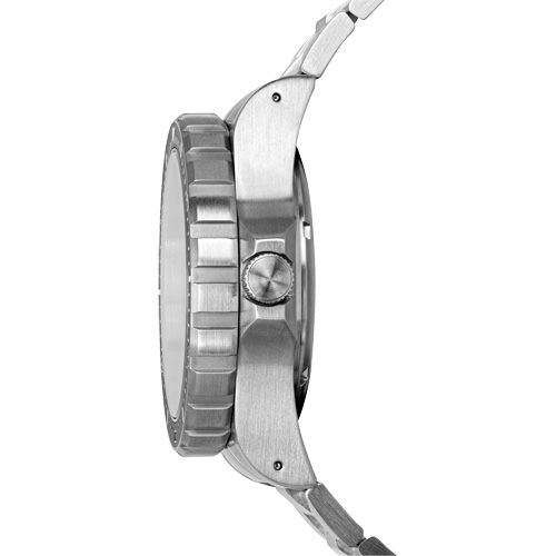 Tr&egrave;s grande montre automatique avec jour/date avec bracelet en acier inoxydable, Num&eacute;rique, &agrave; piles, 46 mm, Argent Distribution Industrielle GC