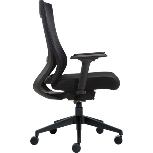 Chaise &agrave; dossier moyen avec m&eacute;canisme &agrave; basculement synchronis&eacute; &agrave; d&eacute;tection de poids , Mailles, Noir Distribution Industrielle GC