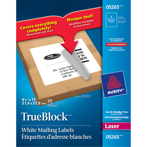 &eacute;tiquettes d'exp&eacute;dition au laser TrueBlock, 11" la x 8,5" la x Blanc Distribution Industrielle GC