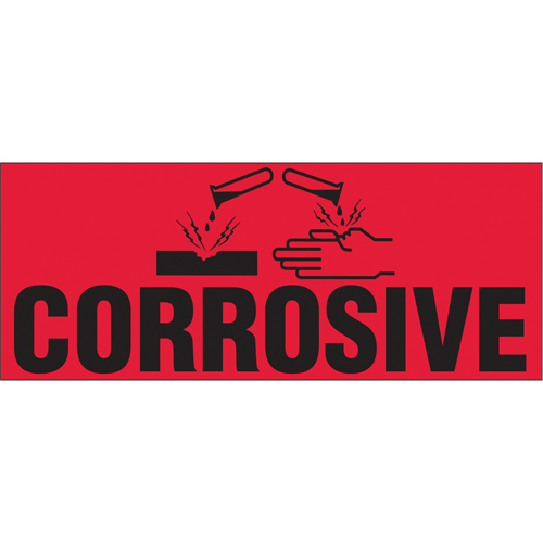 &eacute;tiquettes pour traitement sp&eacute;cial Corrosive, 5" lo x 2" la, Noir/rouge Distribution Industrielle GC