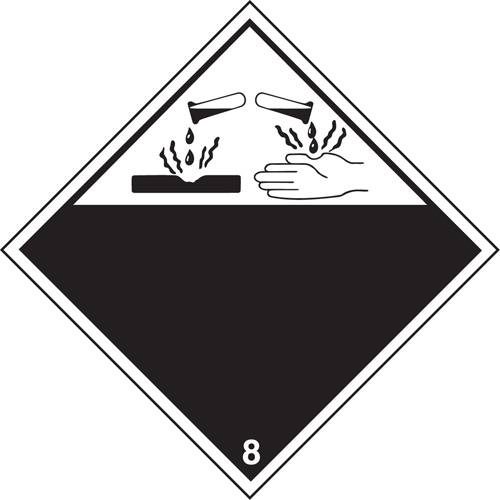 &eacute;tiquettes d'exp&eacute;dition TMD, Classe 8, Corrosifs, Vinyle Distribution Industrielle GC