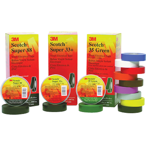 Rubans Super 33+ Scotch, 19 mm (3/4") x 20,1 m (66'), Noir, 7 mils Distribution Industrielle GC